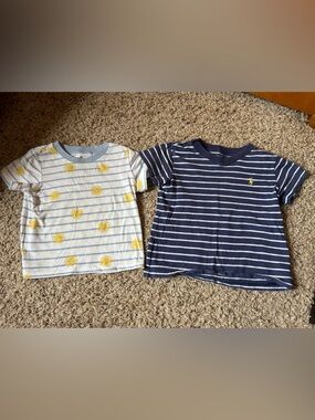 Ralph Lauren Navy Stripe Cotton Tee & Sunshine Striped Tee